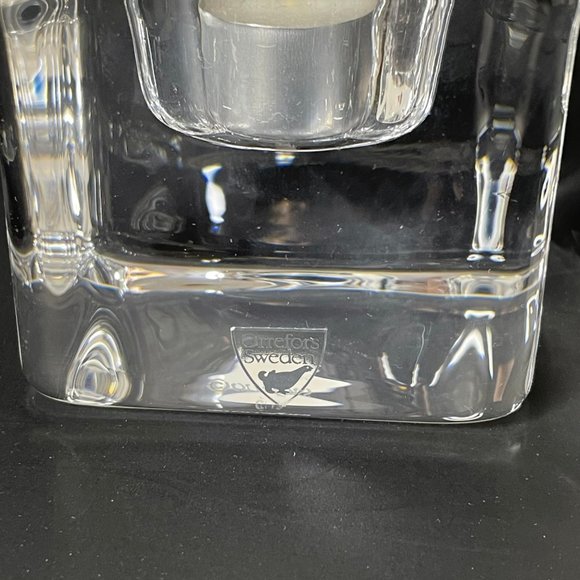 Orrefors Sweden Crystal Glass Ice Cube Votives 2 Piece Set MCM - Picture 3 of 11